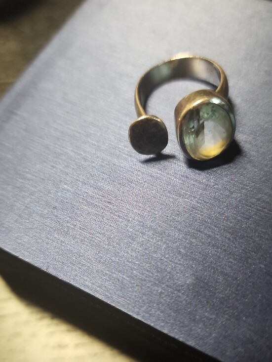 Jewelry - Beautiful 925 Silver Sterling Open Band Ring with Rare light green Gemstone
